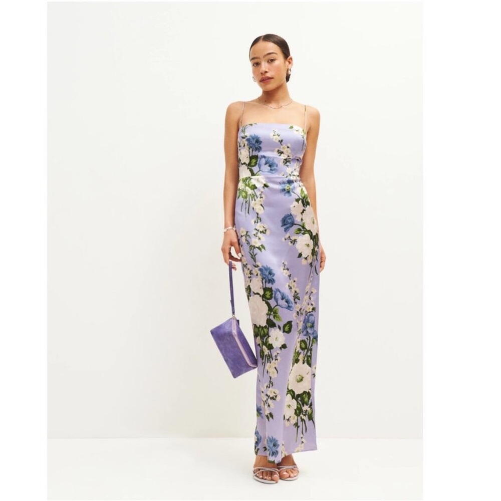Reformation Frankie Silk Dress Garden